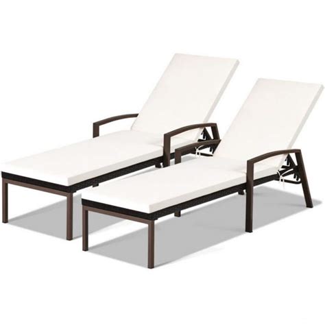 Clihome Piece Wicker Outdoor Adjustable Back Patio Chaise Lounge