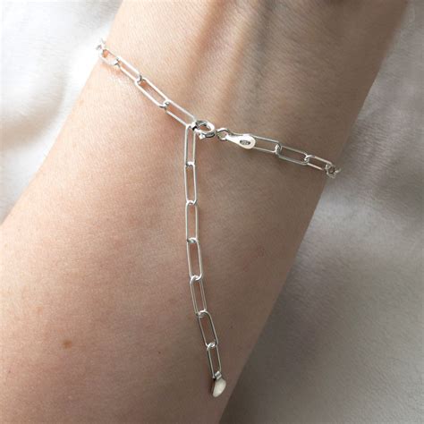 Paper Clip Women Bracelet Sterling Silver Paperclip Bracelet Etsy