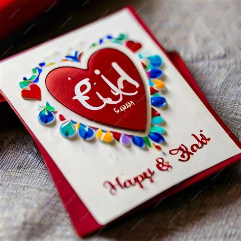 Premium Photo Eid T Card With Hearts Designs Eid Card Design Eid