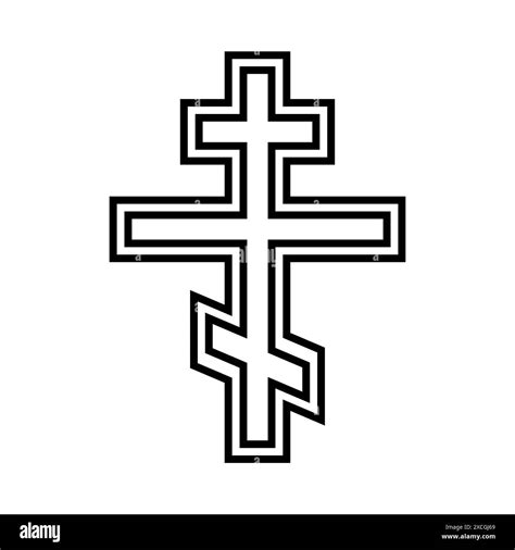 Orthodox Cross Icon Christian Cross Symbol Outline Shape Stock Vector