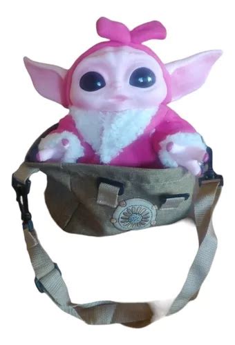 Baby Yoda Rosa Con Luz Y Sonido Cm Bolsa Transportador Meses Sin