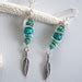 Turquoise Gemstone And Silver Feather Boho Earrings Item Etsy