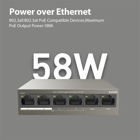 Tenda TEF1106P 63W 6 Port Fast Ethernet Switch Dual Uplink