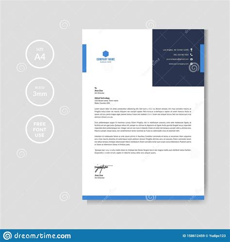 Professional Blue Letterhead Graphic Element Template Stock Vector Illustration Of Corporation