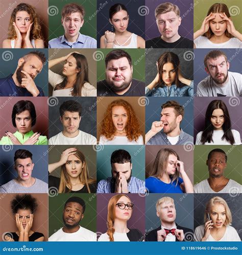 Emociones Negativas Diversas De La Gente Joven Fijadas Foto De Archivo Imagen De Adulto Rojo