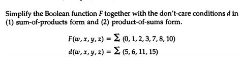 Simplify The Boolean Function F Together With The