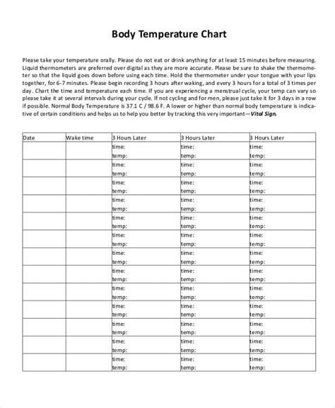 Daily Temperature Chart Printable