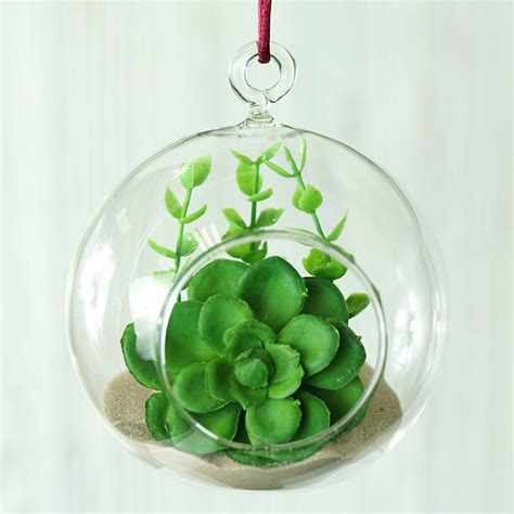 Set Of 4 4 Air Plant Glass Terrarium Graceful Globe Hanging Plant Holders Efavormart