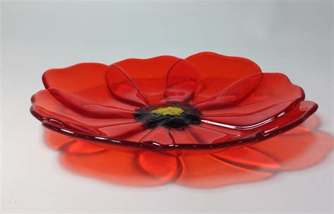 Fused Glass Bowl Orange Poppy Etsy Fused Glass Bowl Fused Glass Fused Glass Plates