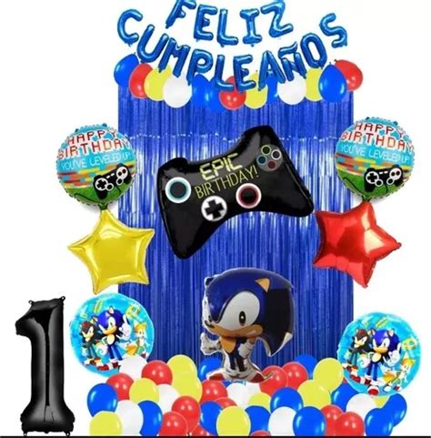 Set De Globos Sonic Metalizado Frase Feliz Cumplea Os Mebuscar