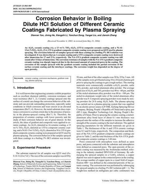 Pdf Corrosion Behavior In Boiling Dilute Hci Solution Of Different