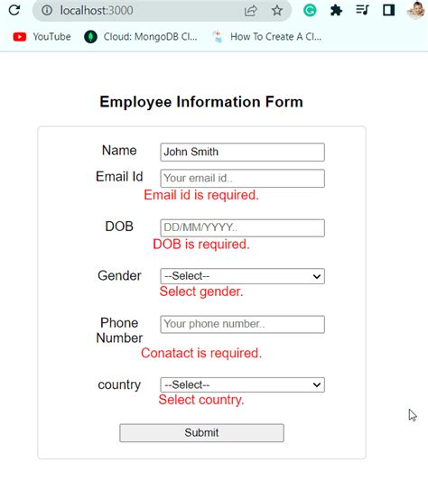 Form Validation In React Js Useful Examples Spguides