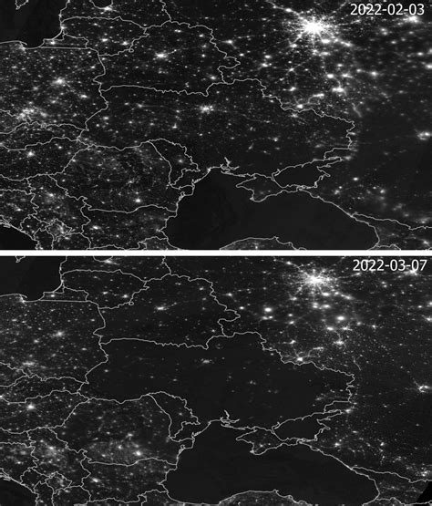 Difference In Nighttime Lights Over Ukraine One Maps On The Web