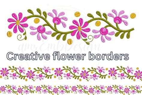 Flower Border Embroidery Design · Creative Fabrica