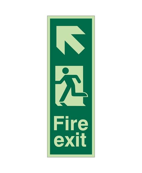 Photoluminescent Fire Exit Arrow Down Left Sign