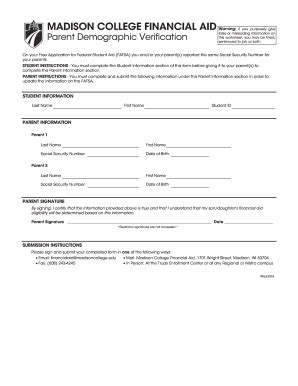 Fillable Online Madison College Financial Aid Parent Demographic Form