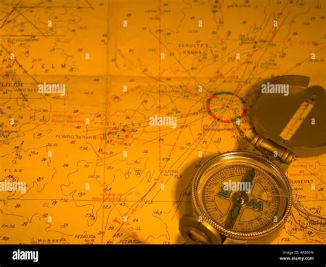 Compas Nautical Map Both Navigational Tools Stock Photo Alamy