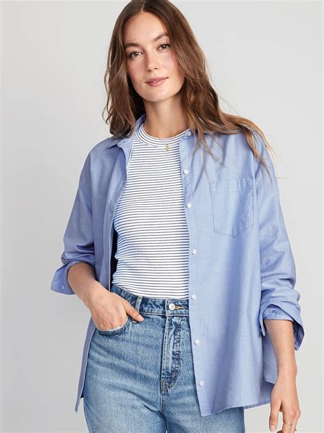 Oversized Button Down Boyfriend Shirt Old Navy