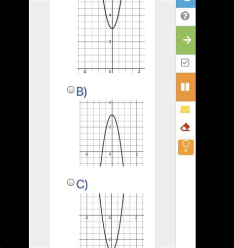 Selecciona la gráfica que representa la siguiente función cuadrática Q