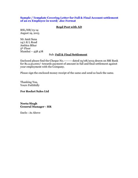 Letter Of Settlement Template Settlement Legal Doc Template