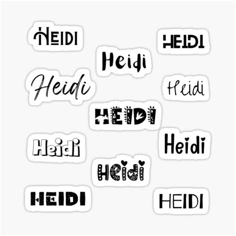 Heidi In 10 Different Fonts Sticker For Sale By Magleen Redbubble