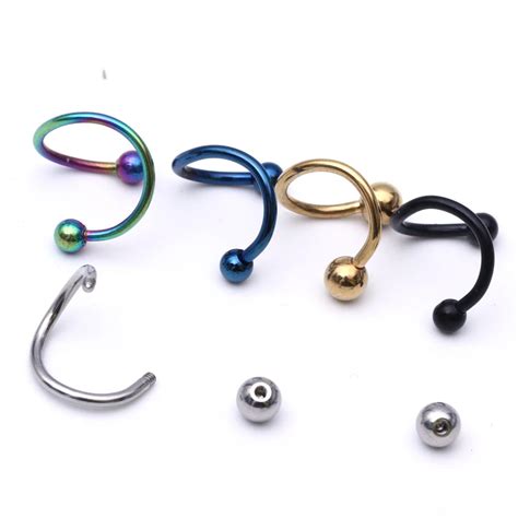 2pcs Ball Spike Surgical Steel Spiral Twister Rings Lip Ring Ear Ring