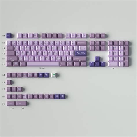 Dye Sublimation Gmk Purple Frost Witch Keycaps Japanese Keycap Cherry