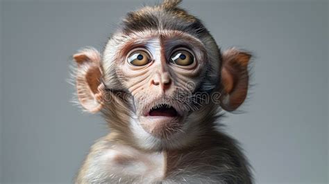 A Baby Monkey with Big Eyes and Orange Ears. Stock Image - Image of ...