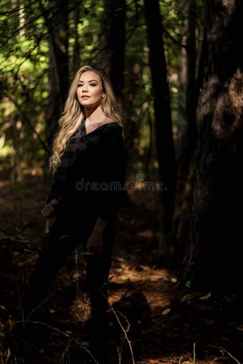 A Lovely Blonde Model Poses Outdoor While Enjoying The Fall Weather Stock Photo Image Of Adult