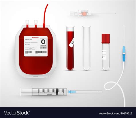 Realistic Blood Transfusion Equipment Set Vector Image