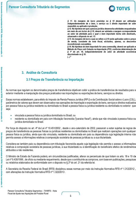 Parecer Consultoria Tribut Ria De Segmentos Transfer Pricing Custo De