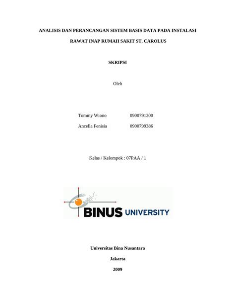 PDF ANALISIS DAN PERANCANGAN SISTEM BASIS DATA PADA Thesis Binus Ac