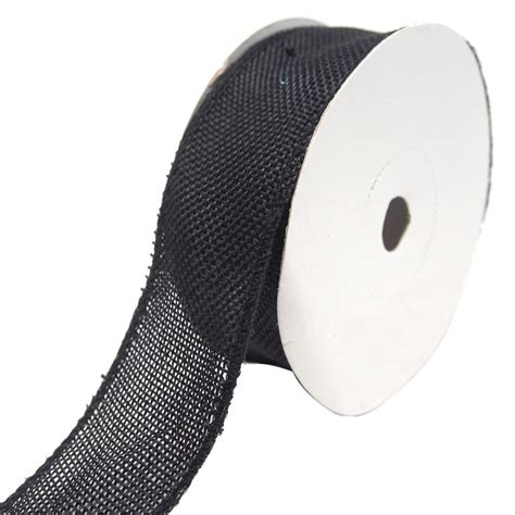 Loose Weave Faux Jute Ribbon Black 1 12 Inch 10 Yards