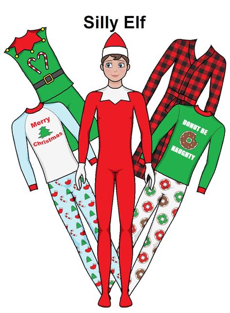 Silly Elf Printable Male Paper Doll Christmas Elf Xmas Etsy