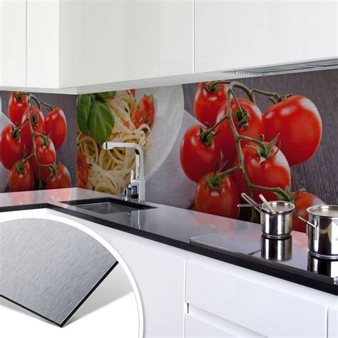 Küchenrückwand Alu Dibond Silber Pasta Italiano wall art de