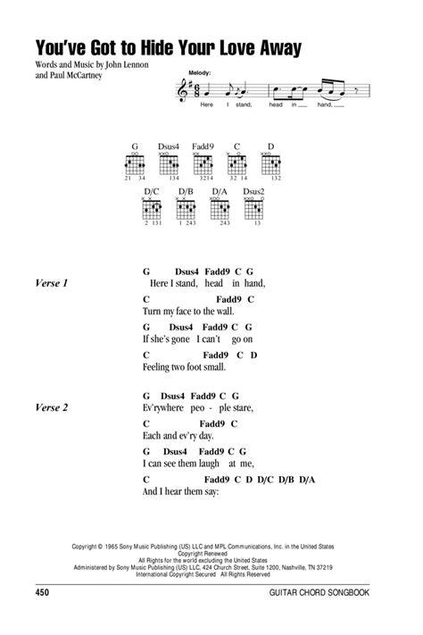 Youve Got To Hide Your Love Away By The Beatles Easy Guitar Digital Sheet Music Sheet