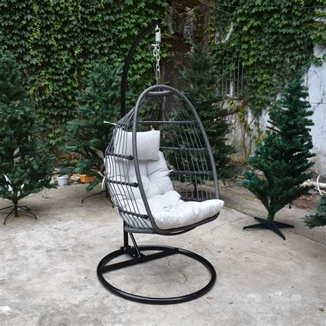 Lifetime Guarantee Collapsible Rattan Hanging Egg Chair Rattan Outdoor