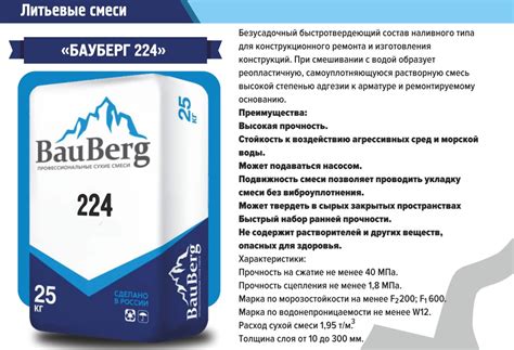 Купить Бауберг ( Bauberg ) 224 Смесь сухая для ремонта Безусадочный ...