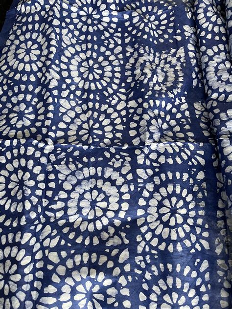 Yards Batik Brocade Handmade Nigerian Adire Blue And Etsy