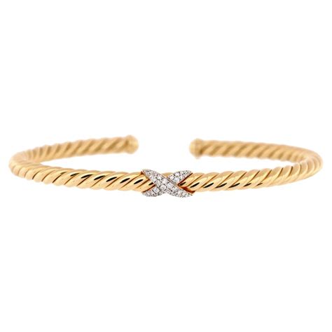 David Yurman Cablespira X Station Bracelet 18k Yellow Gold With