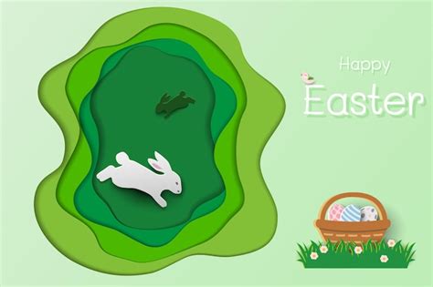 Premium Vector Happy Easter Concept With Cute Rabbits And Easter Eggs