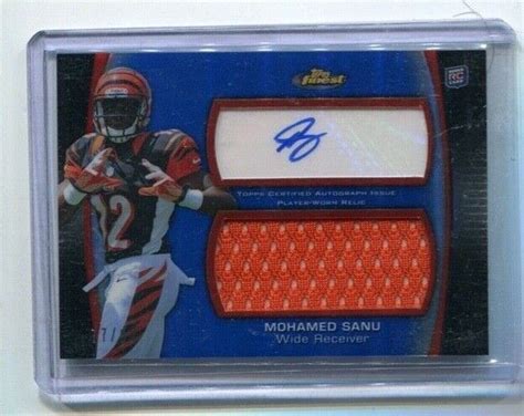 2012 Finest MOHAMED SANU Blue Autograph Jersey Rookie PATRIOTS D