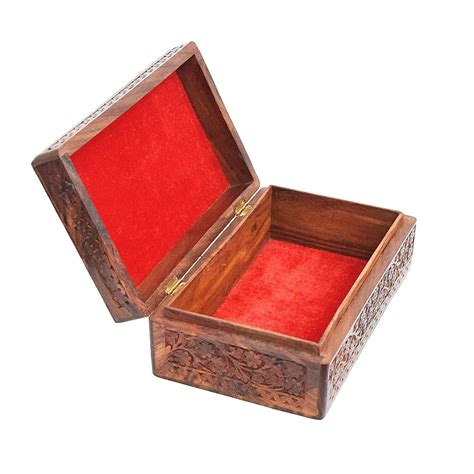 Handmade Sheesham Wood Storage Box Hand Carved Jewelry Box 25 X 15 X 9