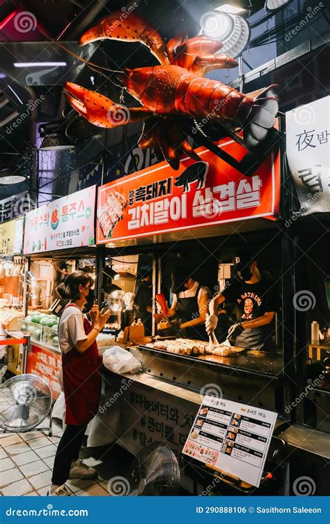 Korean Street Food At Dongmun Night Market Editorial Photo Image Of