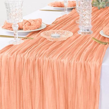 Amazon Dezerlor Peach Cheesecloth Table Runner Boho Gauze Table