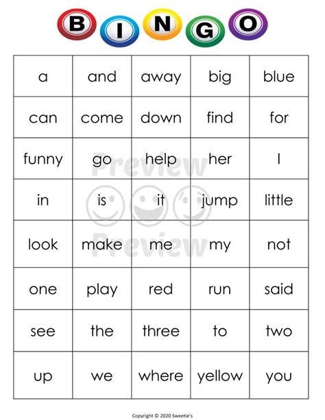 Sight Words Bingo PreK Made By Teachers