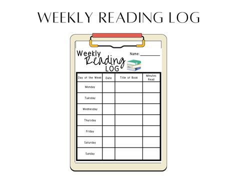 Weekly Reading Log Reading Worksheet Reading Log Printable Etsy