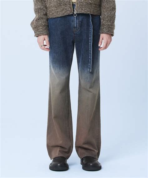 Musinsa Martin Plan Gradation Flare Belted Denim Brown