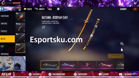 Event Top Up FF Kulgar Skin Katana Booyah Day Free Fire Esportsku