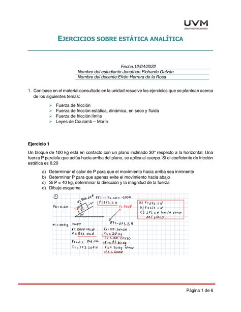 A Mate Tarea Ejercicios Sobre Est Tica Anal Tica Fecha